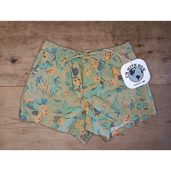 Toad&Co Women XS Boundless Short Mantis Reef Print Ocean Green Beach Coastal NWT - Picture 1 of 6